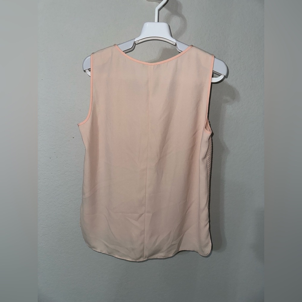 LAFAYETTE‎ 148 Peach Beige Crepe Pleated Plisse Tank Top Medium - Picture 2 of 7
